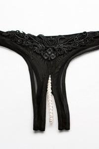 Shirley of Hollywood Stretch Mesh And Applique Open Front in Black  from SexyShoes.com