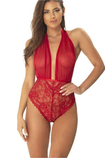 Mesh Plunge Halter Teddy