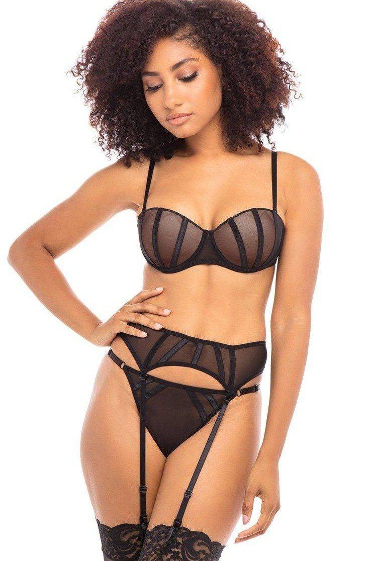 Mesh Set with Garterbelt-Lingerie Sets-Oh La La Cheri-SEXYSHOES.COM