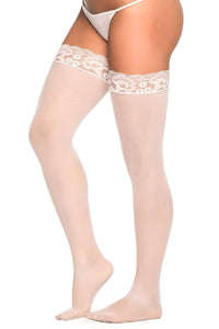 Mapale Mesh Thigh Highs in White  from SexyShoes.com