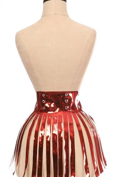 Daisy Corsets Metallic Fringe Skirt in Red 
