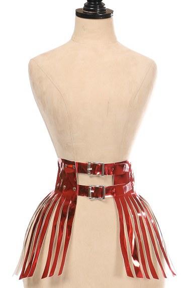 Daisy Corsets Metallic Fringe Skirt in Red 