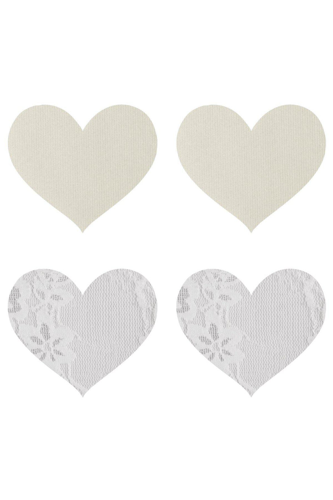 Metallic Heart Pasties Set-Pasties-Peekaboo Pasties-White-O/S-SEXYSHOES.COM