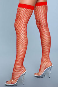 BeWicked Micro Fishnet Thigh Highs in Red  from SexyShoes.com