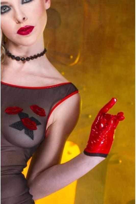 Molly Gloves | Red Vinyl-Patrice Catanzaro-Fetish Gloves-SEXYSHOES.COM