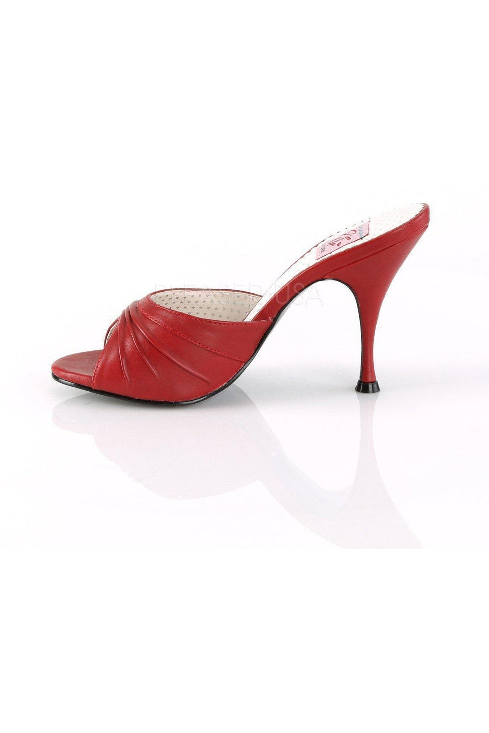 MONROE-01 Slide | Red Faux Leather-Pin Up Couture-SEXYSHOES.COM