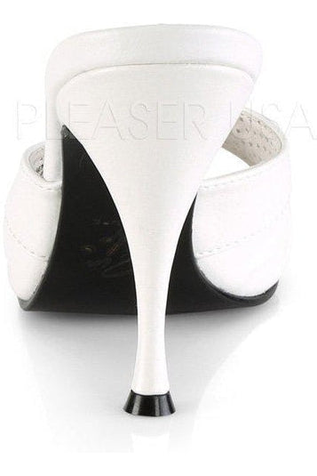 MONROE-01 Slide | White Faux Leather-Pin Up Couture-SEXYSHOES.COM