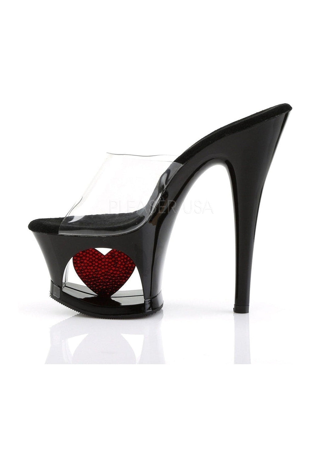 Pleaser MOON-701HRS Platform Slide in Black Vinyl