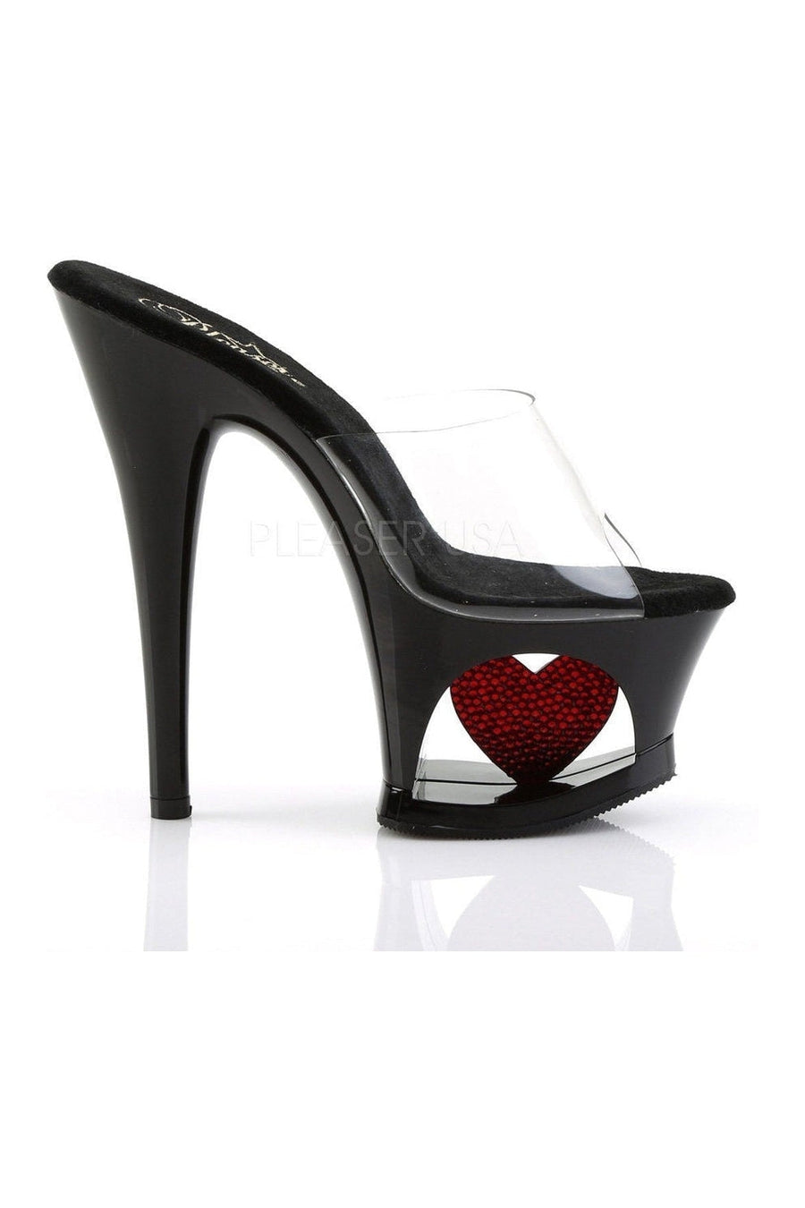 Pleaser MOON-701HRS Platform Slide in Black Vinyl