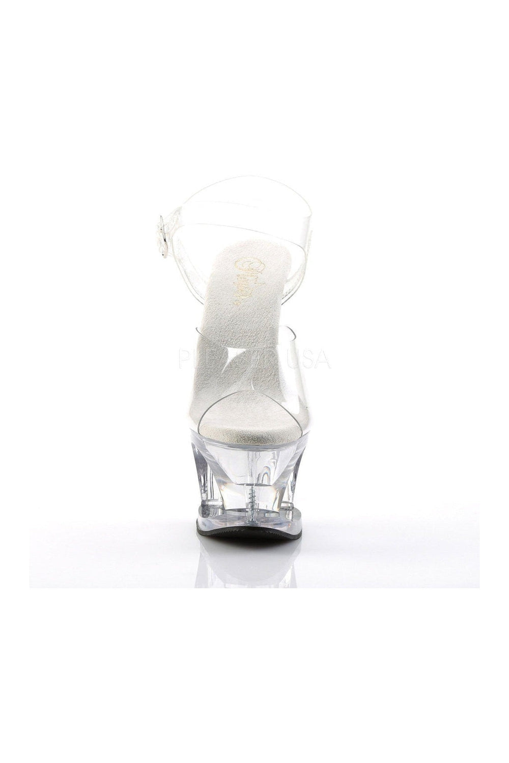 Pleaser MOON-708 Platform Sandal in Clear Vinyl