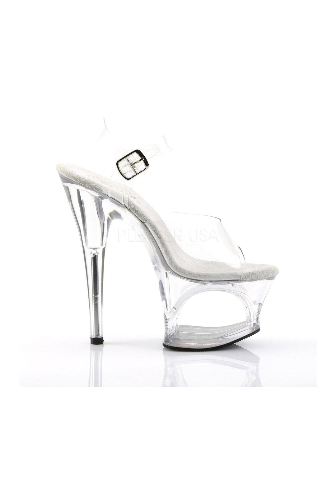 Pleaser MOON-708 Platform Sandal in Clear Vinyl