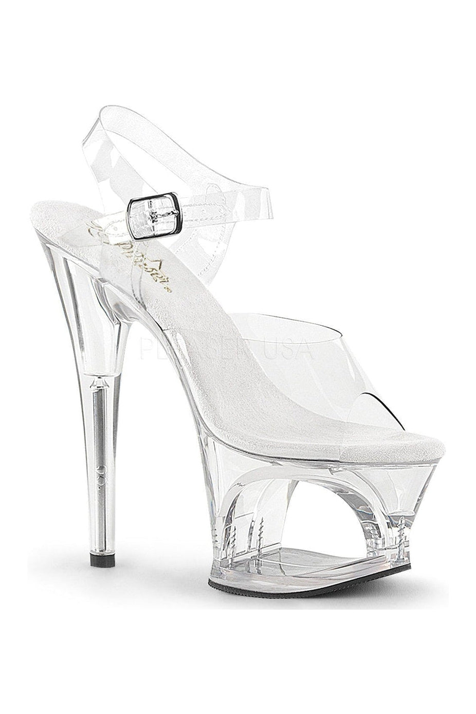 Pleaser MOON-708 Platform Sandal in Clear Vinyl from SexyShoes.com