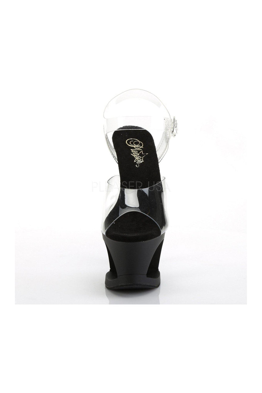 MOON-708 Platform Sandals | Black Vinyl-Pleaser-Sandals-SEXYSHOES.COM