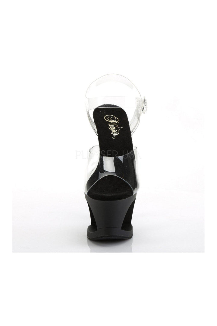 MOON-708 Platform Sandals | Black Vinyl-Pleaser-Sandals-SEXYSHOES.COM