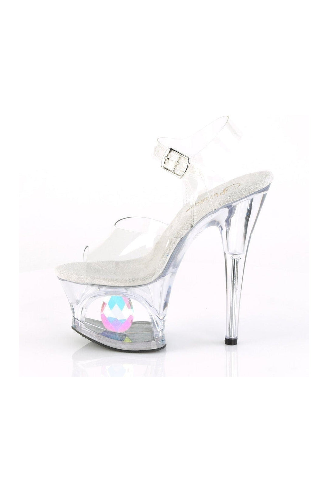 MOON-708DIA Stripper Sandal | Clear Vinyl-Pleaser