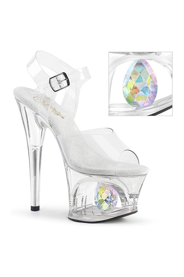 MOON-708DIA Stripper Sandal | Clear Vinyl-Pleaser