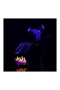 Pleaser MOON-708FLM Platform Sandal in Black Vinyl