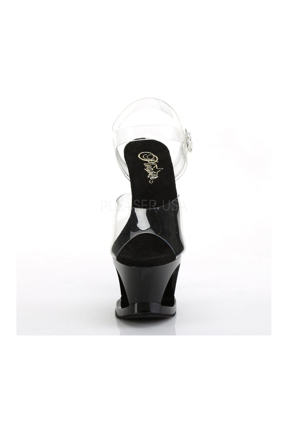 Pleaser MOON-708HRS Platform Sandals in Black Vinyl
