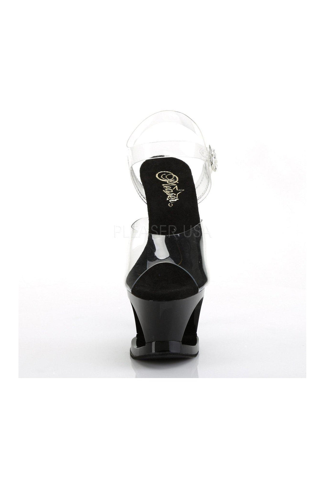 Pleaser MOON-708HRS Platform Sandals in Black Vinyl
