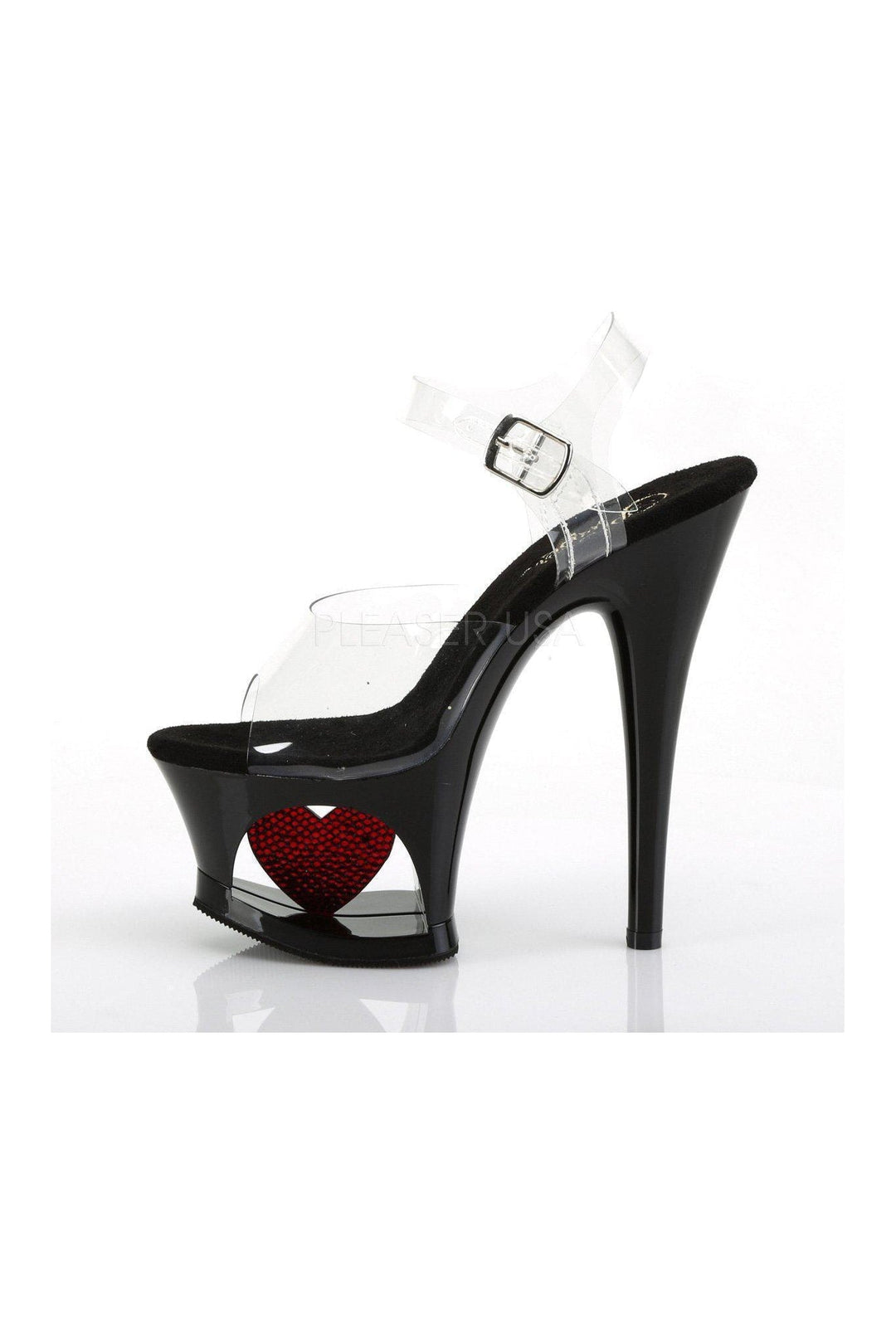 Pleaser MOON-708HRS Platform Sandals in Black Vinyl