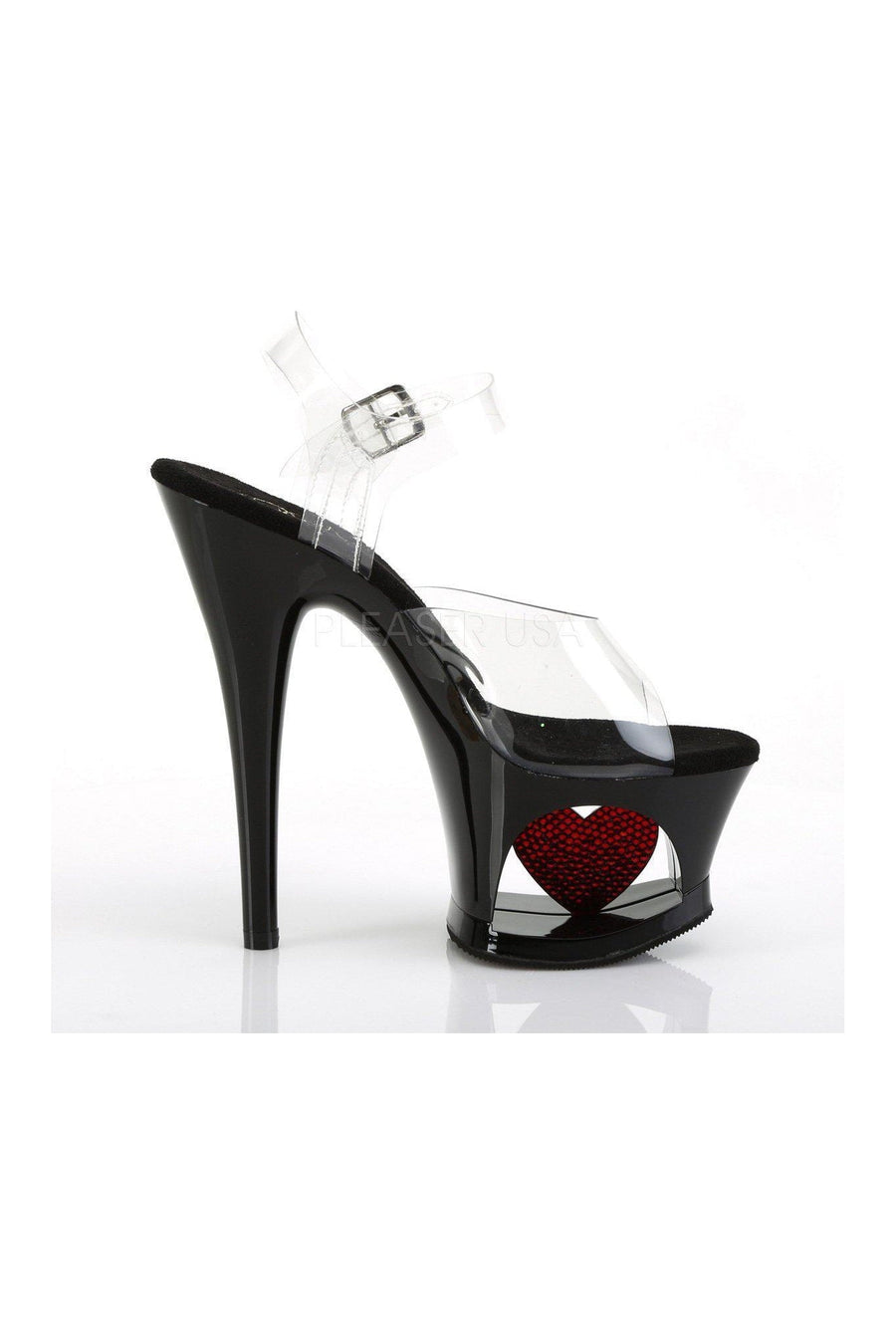 Pleaser MOON-708HRS Platform Sandals in Black Vinyl