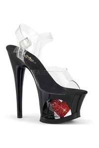 Pleaser MOON-708HRS Platform Sandals in Black Vinyl from SexyShoes.com