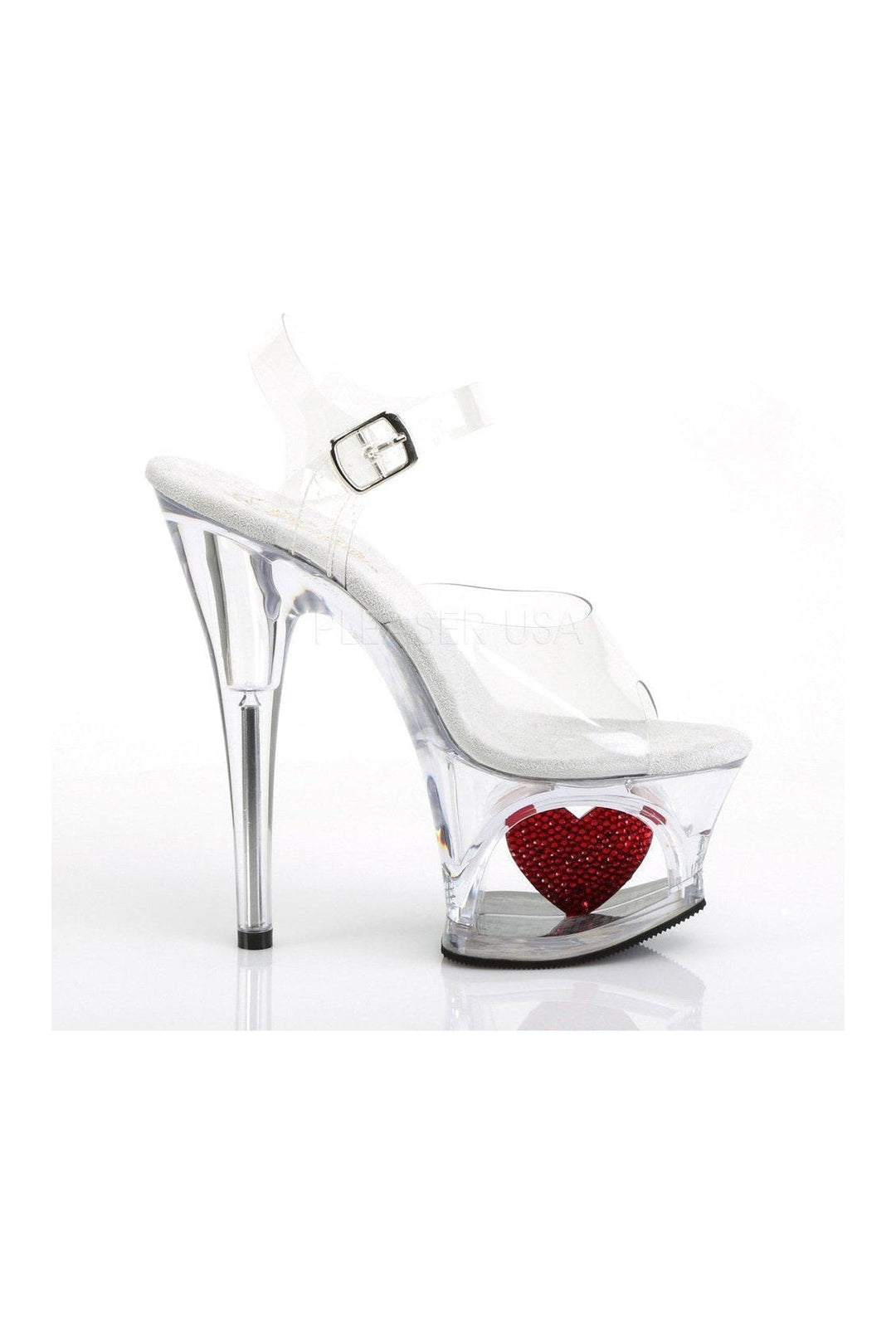 Pleaser MOON-708HRS Platform Sandals in Clear Vinyl