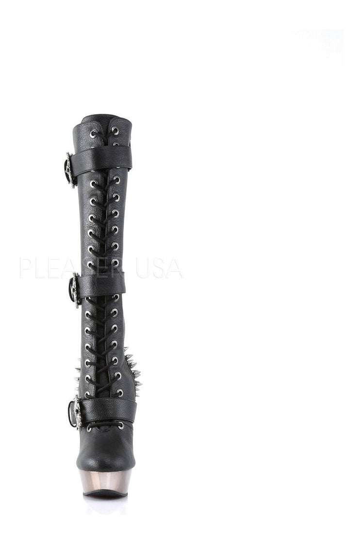 Demonia MUERTO-2028  Knee Boot in Black Faux Leather