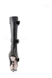 Demonia MUERTO-2028  Knee Boot in Black Faux Leather