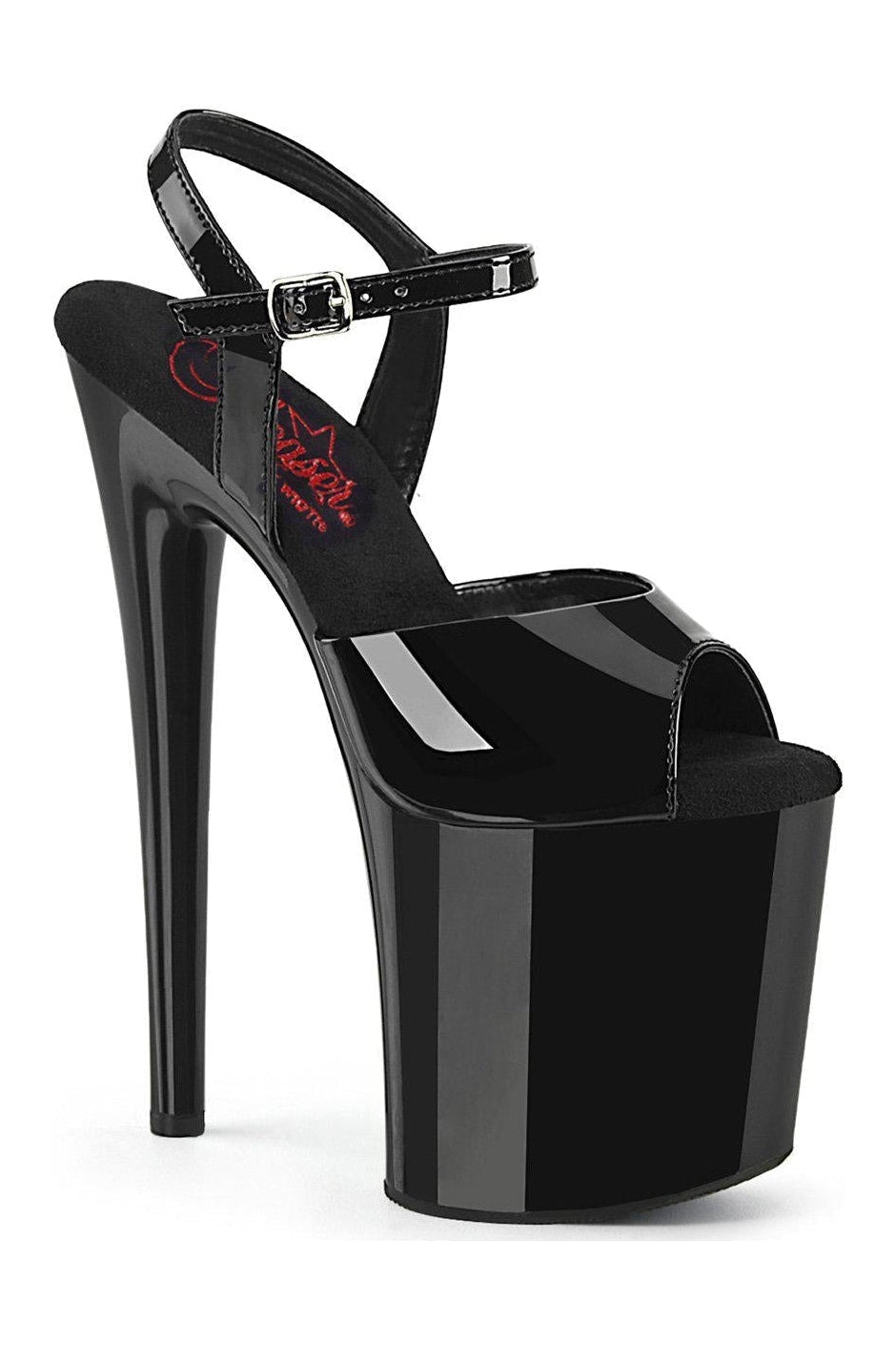 NAUGHTY-809 Sandal | Black Patent-Sandals-Pleaser-Black-6-Patent-SEXYSHOES.COM