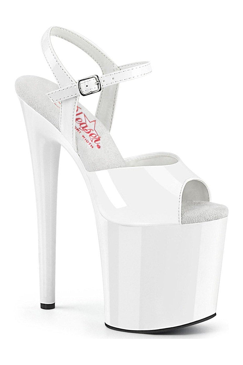 Pleaser NAUGHTY-809 Sandal in White Patent from SexyShoes.com