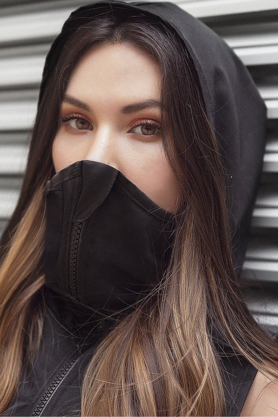 Navy Hooded Vest with Built in Mask-Be Safe-Mapale-Blue-O/S-SEXYSHOES.COM