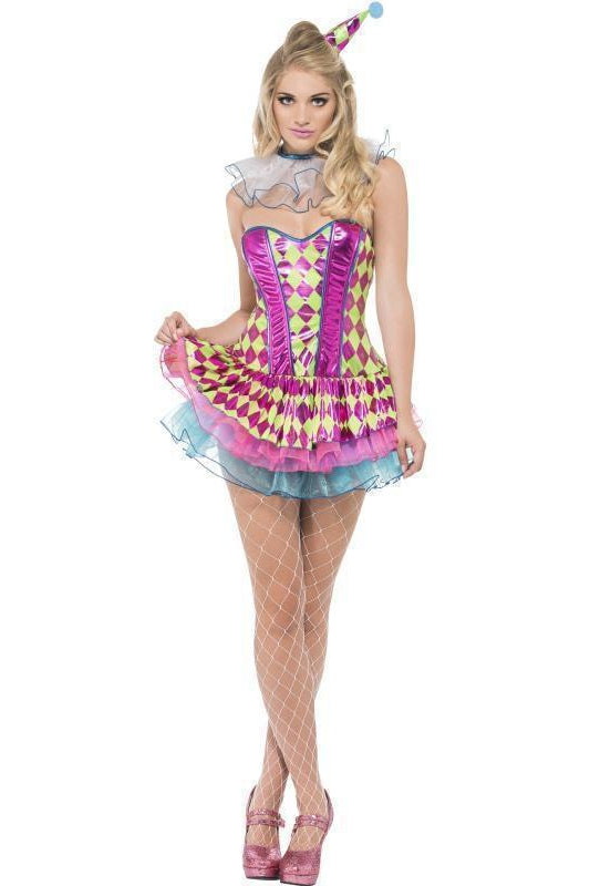 Neon Harlequin Clown Costume | Pink-Fever-Pink-Circus Themed Costumes-SEXYSHOES.COM