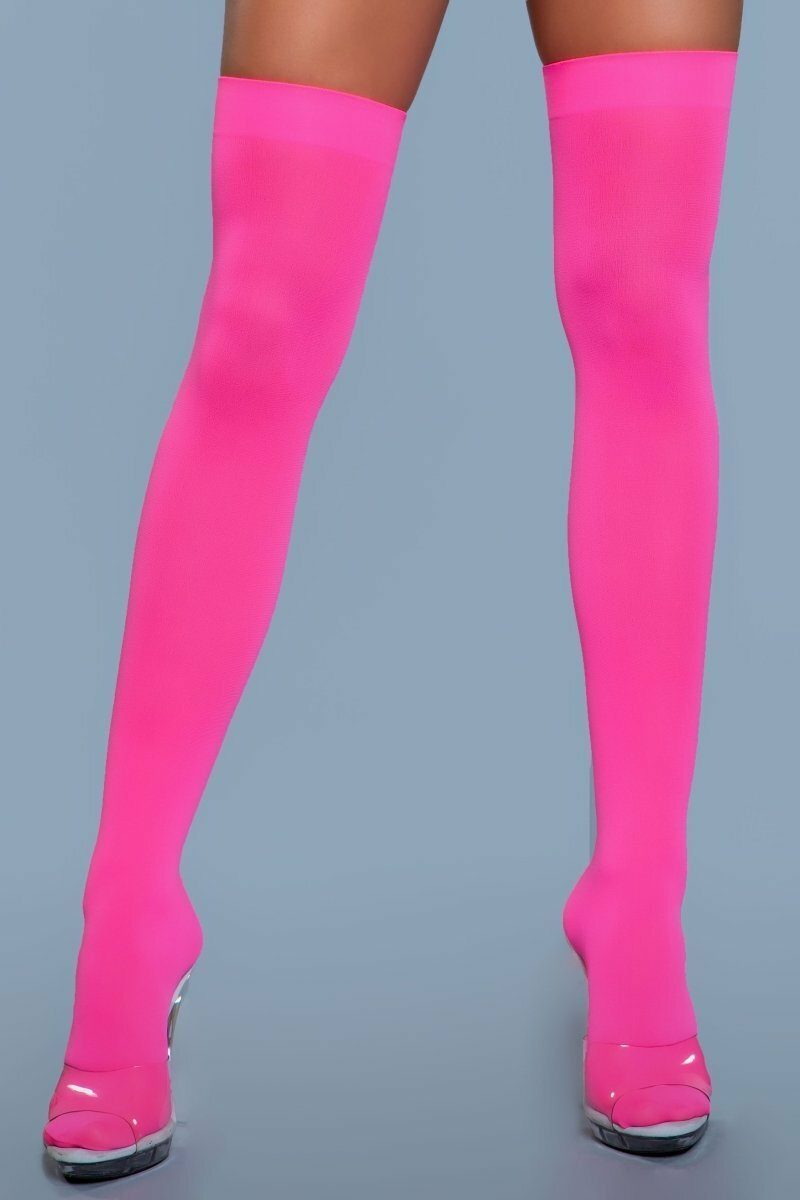 Neon Thing Highs-Thigh High Hosiery-BeWicked-Fuchsia-O/S-SEXYSHOES.COM