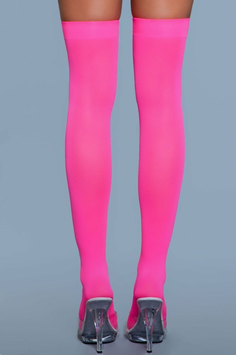 Neon Thing Highs-Thigh High Hosiery-BeWicked-Fuchsia-O/S-SEXYSHOES.COM