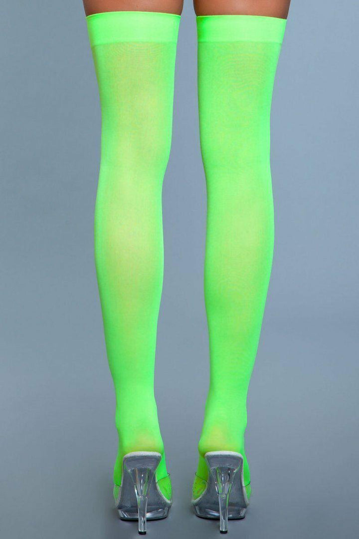 Neon Thing Highs-Thigh High Hosiery-BeWicked-Green-O/S-SEXYSHOES.COM
