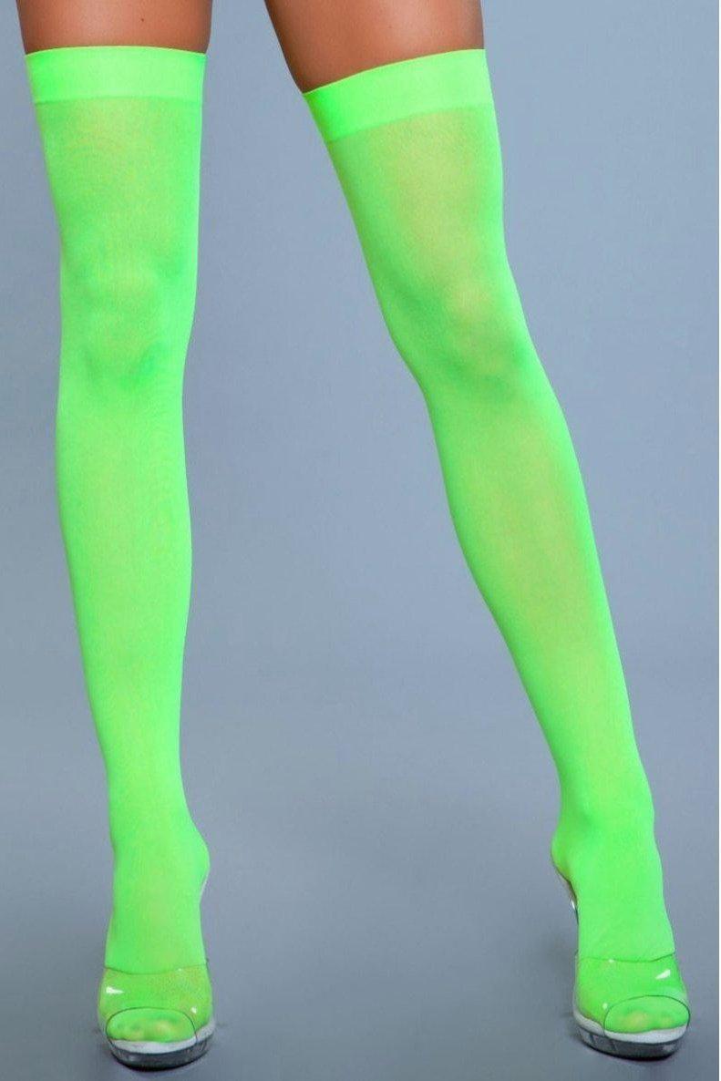Neon Thing Highs-Thigh High Hosiery-BeWicked-Green-O/S-SEXYSHOES.COM