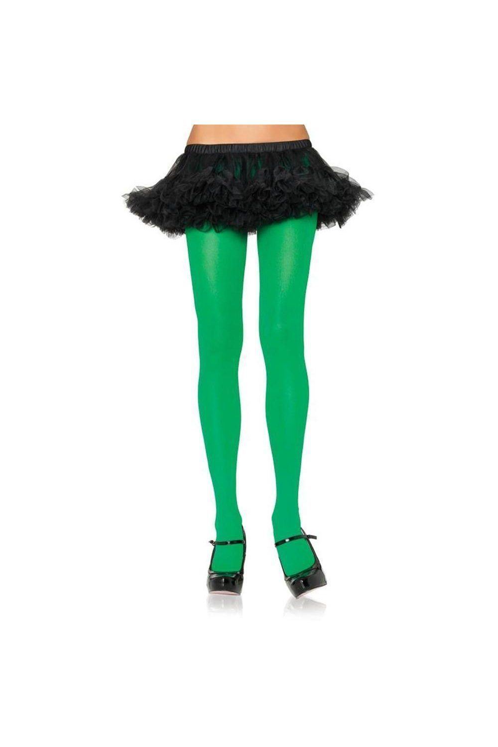 Nylon Spandex Tights - Green-Final Sale-Green-Plus Separates-SEXYSHOES.COM