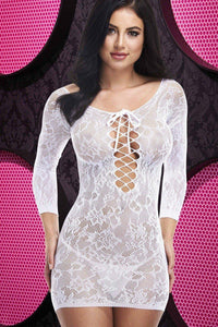 Lapdance Lingerie Off the Shoulder Mini Dress in White  from SexyShoes.com