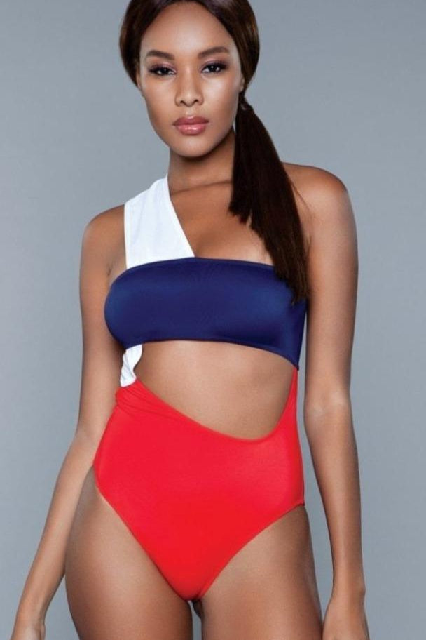 One Shoulder Cutout Swimsuit-One Piece Swim-BeWicked-Red-XS-SEXYSHOES.COM