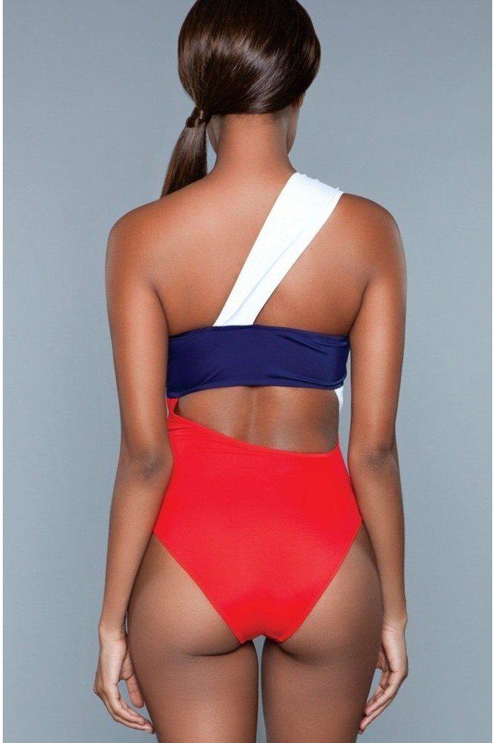 BeWicked One Shoulder Cutout Swimsuit in Red 