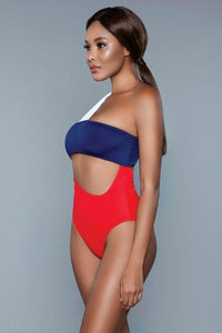 BeWicked One Shoulder Cutout Swimsuit in Red 