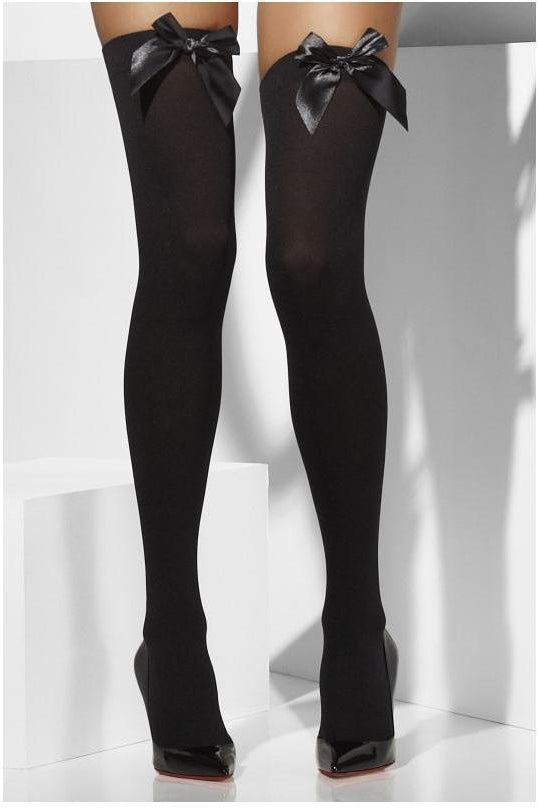 Opaque Hold-Ups | Black-Fever-Black-Thigh High Hosiery-SEXYSHOES.COM