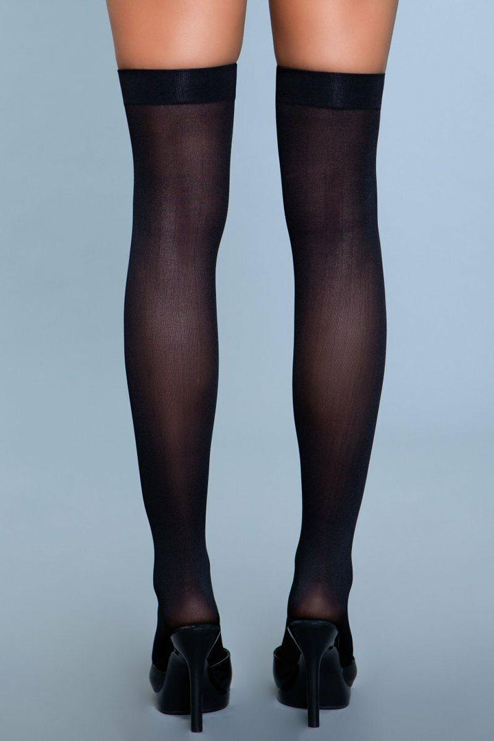 Opaque Thigh Highs-Thigh High Hosiery-BeWicked-Black-O/S-SEXYSHOES.COM