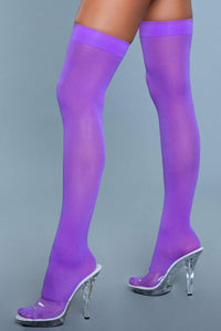 BeWicked Opaque Thigh Highs in Purple  from SexyShoes.com
