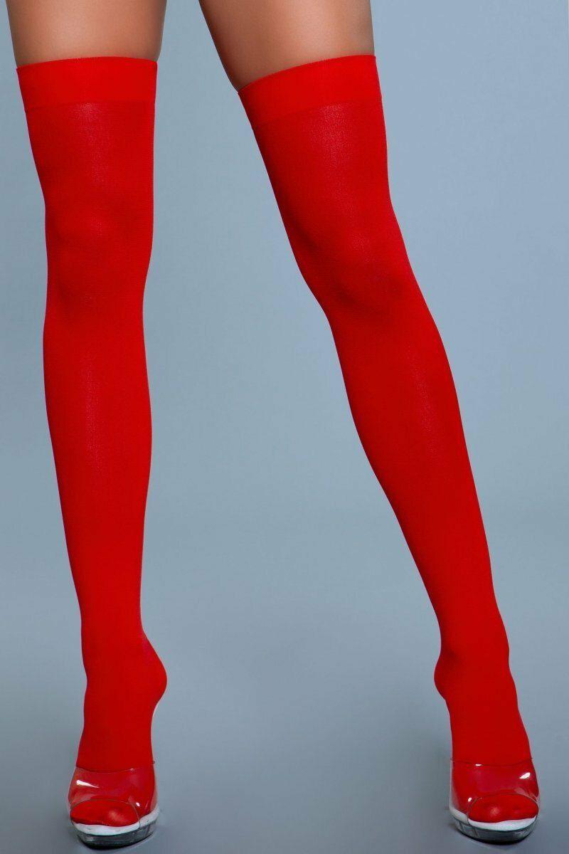 Opaque Thigh Highs-Thigh High Hosiery-BeWicked-Red-O/S-SEXYSHOES.COM