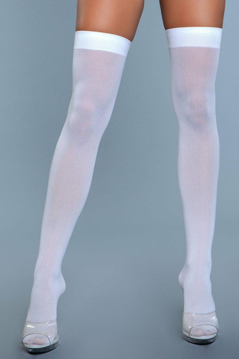 Opaque Thigh Highs-Thigh High Hosiery-BeWicked-White-O/S-SEXYSHOES.COM