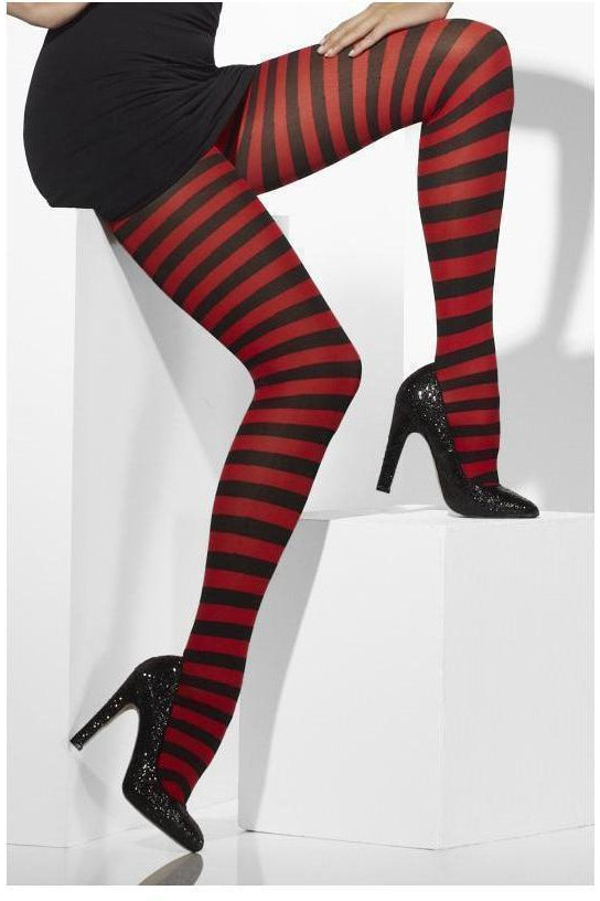 Opaque Tights | Red/Black-Fever-Red/Black-Tights-SEXYSHOES.COM