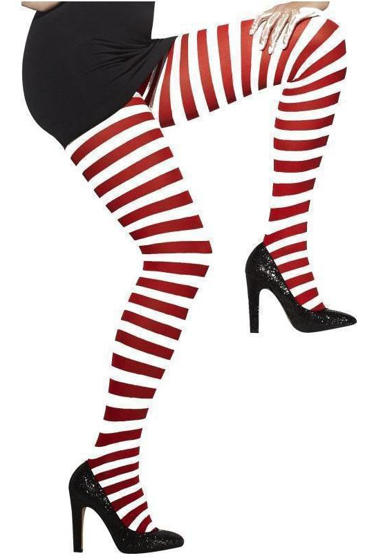 Opaque Tights | Red/White-Fever-Red/White-Tights-SEXYSHOES.COM