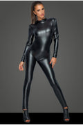 Open Back Stone Trim Wetlook Catsuit